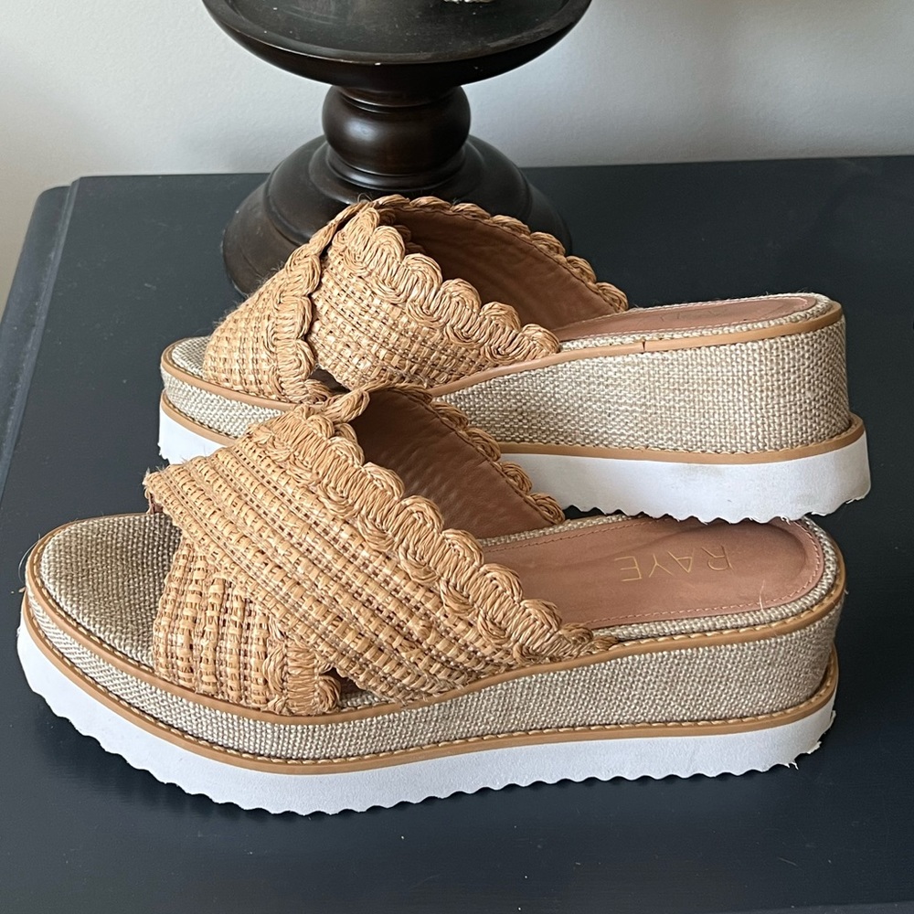Raye Platform Slides Wedge Sandals In Natural Res… - image 1